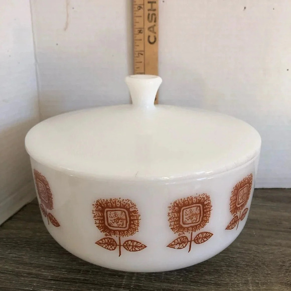 Vtg MCM Federal Glass Covered Bowl - Picture 9 of 9